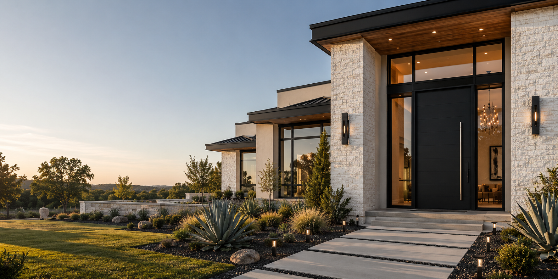 Texas Hill Country custom doors — knotty alder and iron