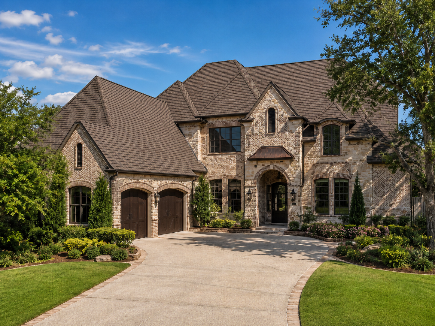 Warm brown dimensional shingle roof on a Greater Houston area home