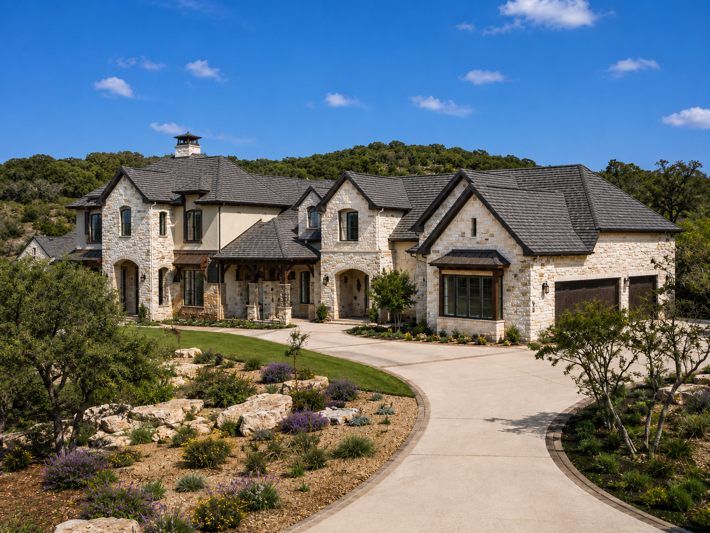Mixed-material roofing on a Greater Houston area home