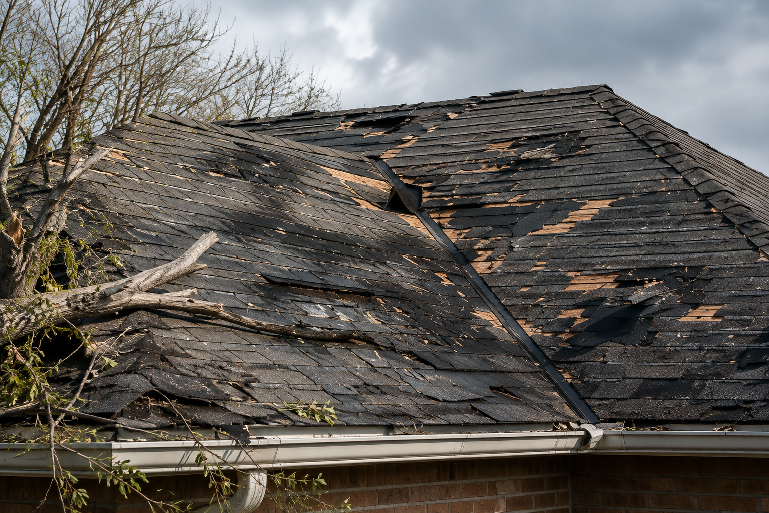 Storm damaged roof inspected by Home Team
